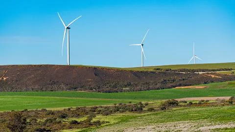 The Emu Downs Wind Farm is a 79.2 MW wind farm in Western Australia Stock Photos
