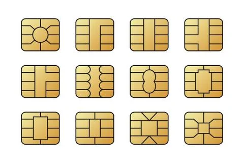 EMV chips for banking plastic card. Digital Nfc technology. Bank payment symbols Stock Illustration