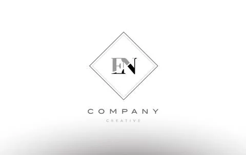 En e n  retro vintage black white alphabet letter logo Stock Illustration