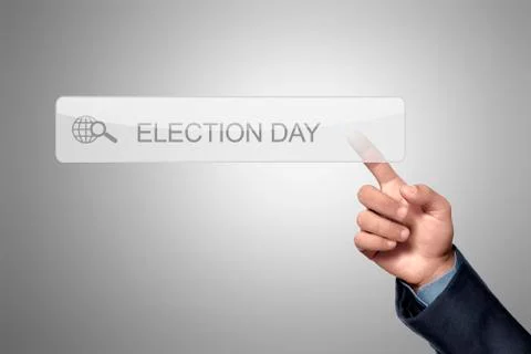 En hand touch the selection day written in search column Stock Photos
