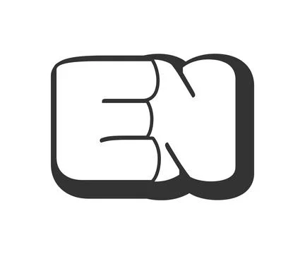EN logo, bubble comic lettering, rounded in graffiti style black and white .. Stock Illustration