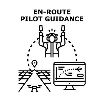 En route pilot guidance system vector concept 스톡 일러스트