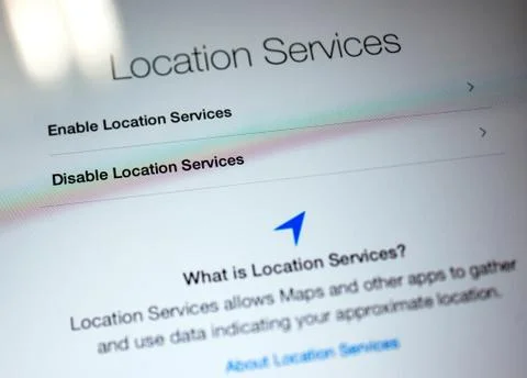 Enable or disable Apple location services on iPad tablet computer Stock Photos