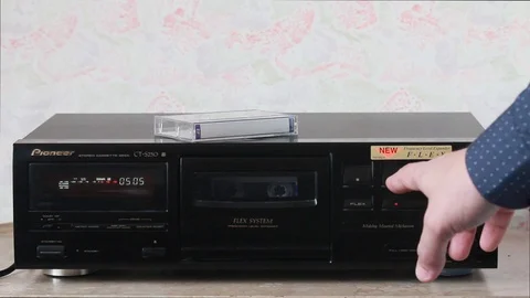 Enable rewind audio cassettes Stock Footage 88949266