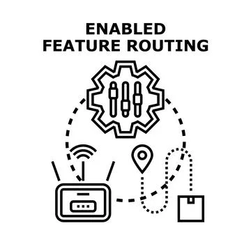Enabled feature routing selecting optimal delivery path Stock Illustration