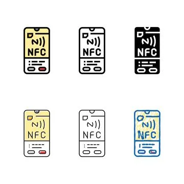 Enabled phone nfc technology color set icon vector Stock Illustration