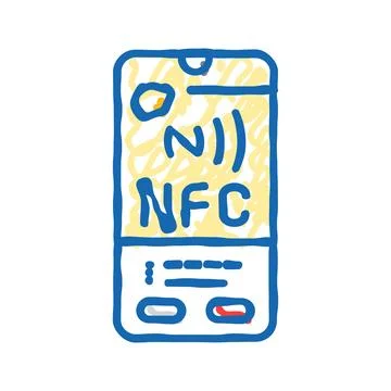 Enabled phone nfc technology icon doodle illustration Illustrazione stock