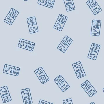 Enabled phone nfc technology line seamless pattern Illustrazione stock