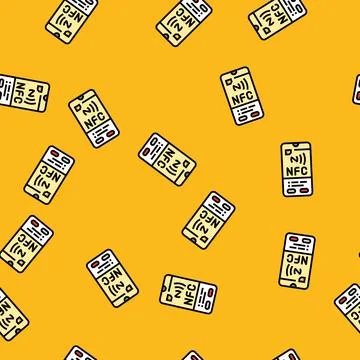 Enabled phone nfc technology vector seamless pattern Stock Illustration