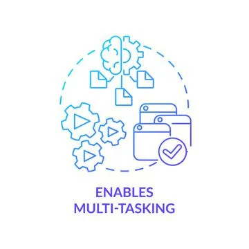 Enables multi tasking blue gradient concept icon Stock Illustration