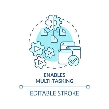 Enables multi tasking turquoise concept icon Stock Illustration