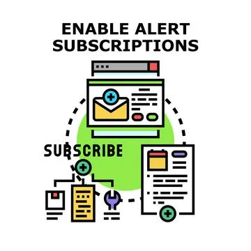 Enabling alert subscriptions for digital notifications and updates Stock Illustration
