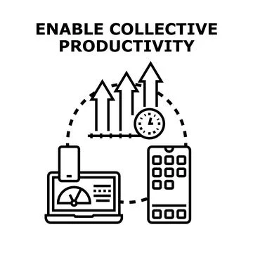Enabling collective productivity and efficient teamwork with technology Stock-Illustration