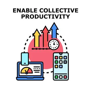 Enabling collective productivity and efficient teamwork with technology Stock Illustration