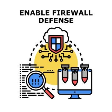 Enabling firewall defense protecting digital network security Stock Illustration