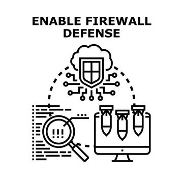 Enabling firewall defense protecting digital network security Stock Illustration