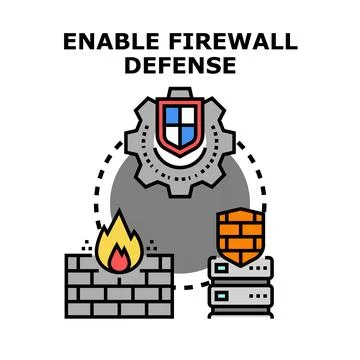 Enabling firewall defense for strong network security system Stock Illustration