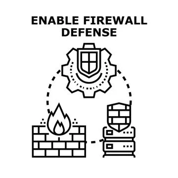Enabling firewall defense for strong network security system Stock Illustration
