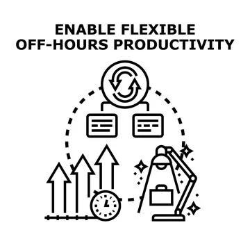 Enabling flexible off hours productivity system management Stock Illustration