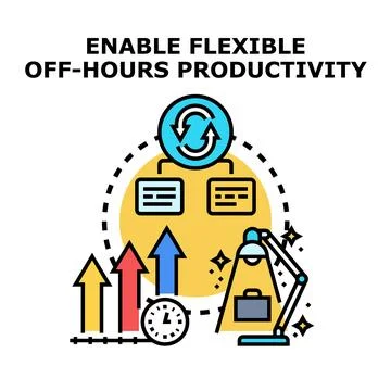 Enabling flexible off hours productivity system management Stock Illustration