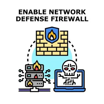 Enabling network defense firewall protecting data server Stockillustratie