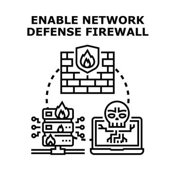 Enabling network defense firewall protecting data server イラスト素材