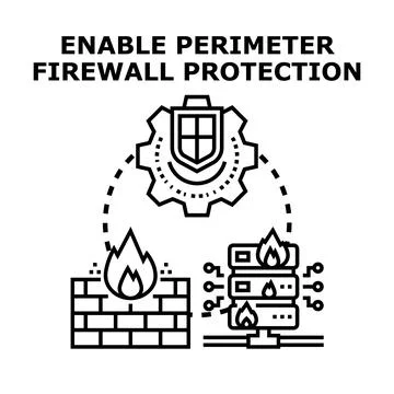 Enabling perimeter firewall protection against cyber threats Stock Illustration