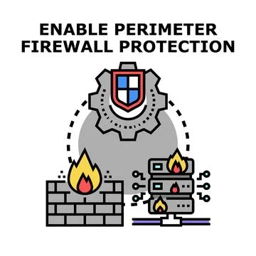 Enabling perimeter firewall protection against cyber threats Stock Illustration