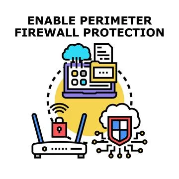 Enabling perimeter firewall protection for network security Stock Illustration