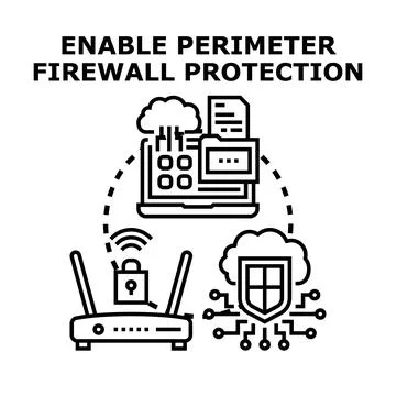 Enabling perimeter firewall protection for network security Stock Illustration