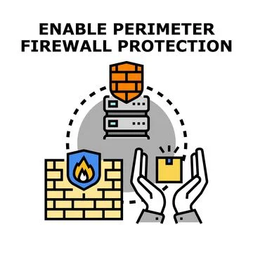 Enabling perimeter firewall protection for server data security Stock Illustration
