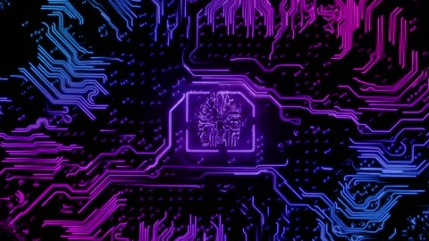 Enabling the processor microchip cpu on the computer circuit board Stock Footage 152300159