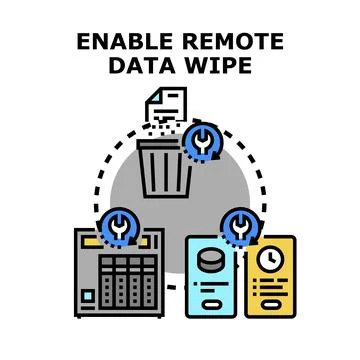 Enabling remote data wipe for security and recovery Stock Illustration