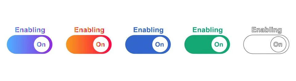 Enabling On Toggle Switch Icons Set Stock-Illustration