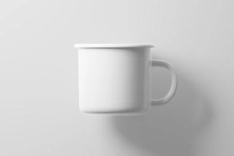 Enamel Mug 3D Rendering White Blank Mockup Stock Illustration