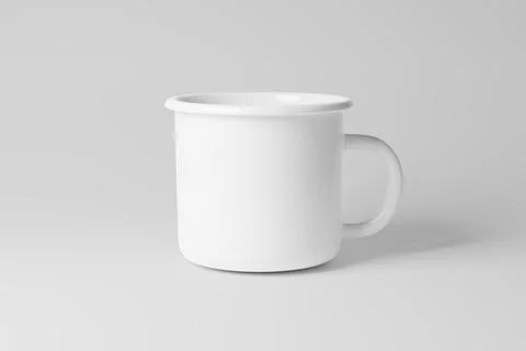 Enamel Mug 3D Rendering White Blank Mockup Stock Illustration