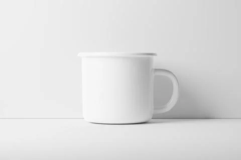 Enamel Mug 3D Rendering White Blank Mockup Stock Illustration