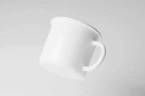 Enamel Mug 3D Rendering White Blank Mockup Stock Illustration