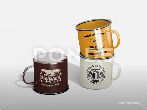 Enamel Mug Mockup for Camping Modello PSD