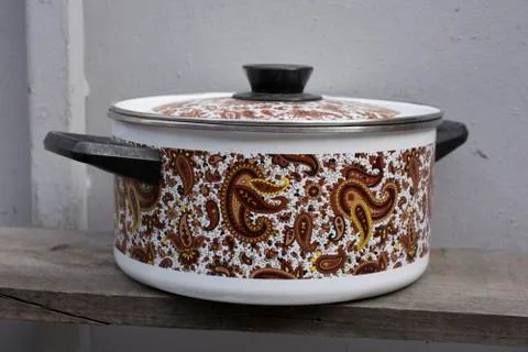 Enamel pot Stock Photos