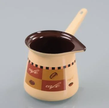 Enameled pot with handle Stock Photos
