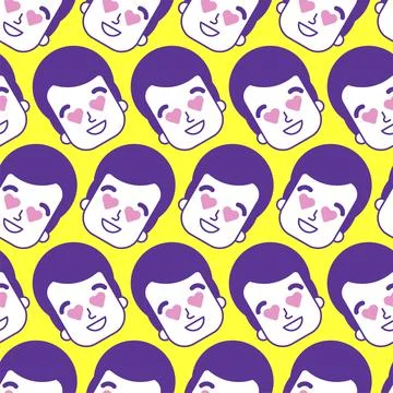 Enamored human Pattern seamless . A man in love Background. Guy with hearts i Stock Illustration