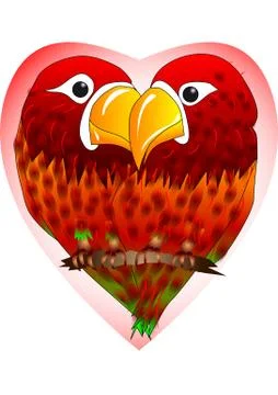 Enamored parrots 库存插图