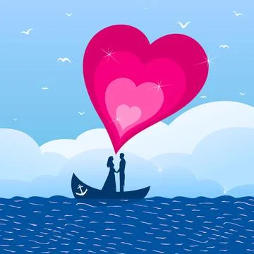 Enamoured in a boat Stock Illustration