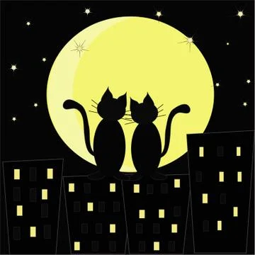 Enamoured cats Stock Illustration