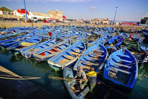 Enbarcaciones de pesca.Puerto de Essaouira (mogador). Costa Atlantica. Marrue Stock Photos
