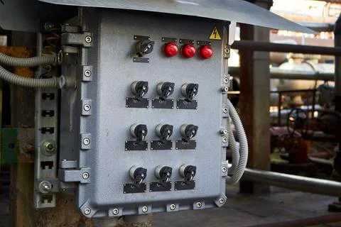 Encapsulated electrical enclosure Explosion-proof industrial design concept.. Stock Photos