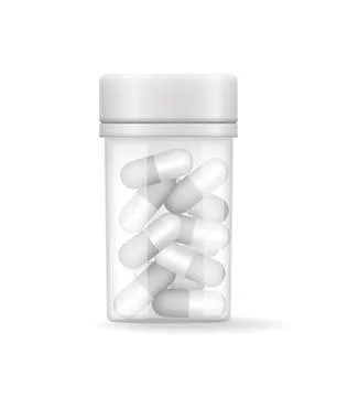 Encapsulated Pills in Limpid Bottle Vector Card Stock Illustration