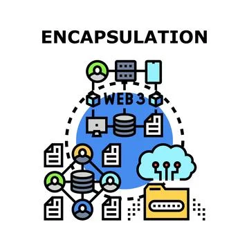 Encapsulation concept for web 3.0 data security and information privacy Illustrazione stock