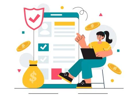 Encashment Vector Illustration featuring Employees Receiving Payment or Fin.. Illustrazione stock